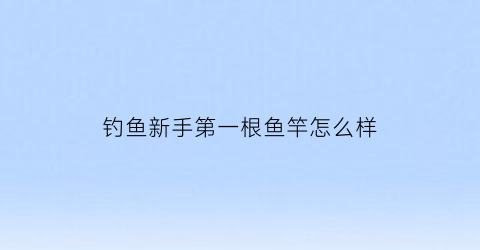 钓鱼新手第一根鱼竿怎么样