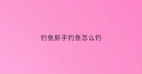 钓鱼新手钓鱼怎么钓(新手钓鱼方法)
