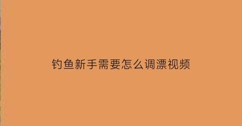 钓鱼新手需要怎么调漂视频