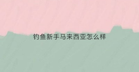 钓鱼新手马来西亚怎么样(马来西亚钓鱼岛)
