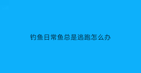 钓鱼日常鱼总是逃跑怎么办