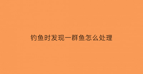 “钓鱼时发现一群鱼怎么处理(钓鱼的时候有很多小鱼怎么办)