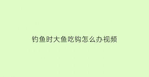 “钓鱼时大鱼吃钩怎么办视频(钓鱼时大鱼吃钩怎么办视频教程)