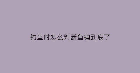 钓鱼时怎么判断鱼钩到底了