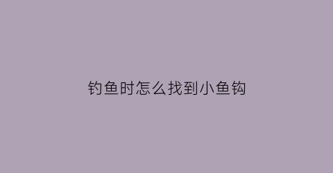 “钓鱼时怎么找到小鱼钩(钓鱼时怎么找到小鱼钩的位置)