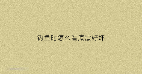 钓鱼时怎么看底漂好坏(钓鱼时怎么找底调漂)