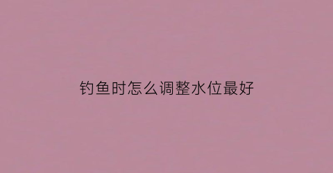 钓鱼时怎么调整水位最好(钓鱼时怎么调整水位最好视频)