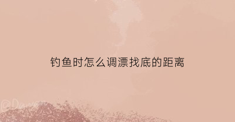 “钓鱼时怎么调漂找底的距离(钓鱼调漂找底的正确方法视频)