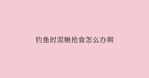 钓鱼时泥鳅抢食怎么办啊