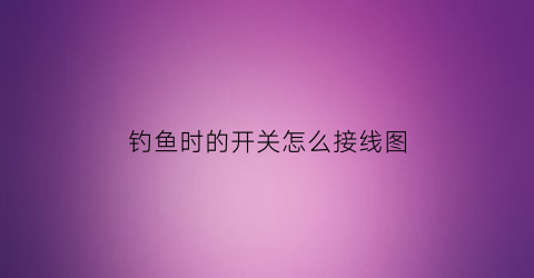 “钓鱼时的开关怎么接线图(钓鱼时的开关怎么接线图视频)