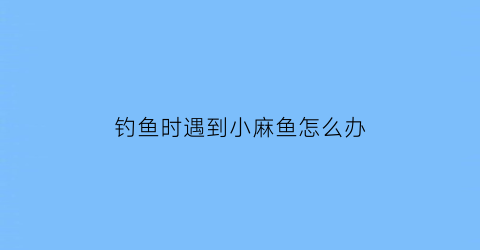 “钓鱼时遇到小麻鱼怎么办(钓鱼时遇到小麻鱼怎么办视频)