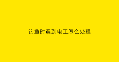 “钓鱼时遇到电工怎么处理(钓鱼电工是什么意思)