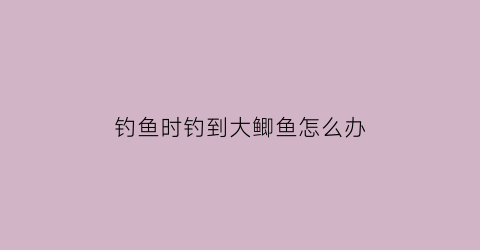 钓鱼时钓到大鲫鱼怎么办