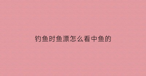 钓鱼时鱼漂怎么看中鱼的(如何看鱼漂钓鱼)