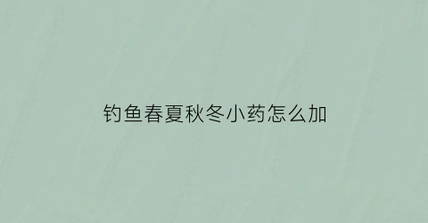钓鱼春夏秋冬小药怎么加(钓鱼春夏秋冬小药怎么加工的)
