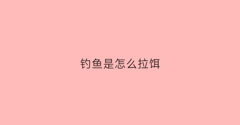 钓鱼是怎么拉饵(钓鱼怎么拉鱼)