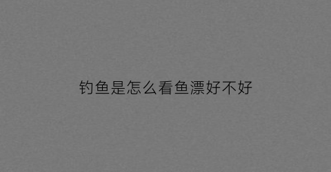 钓鱼是怎么看鱼漂好不好(钓鱼时怎么看鱼漂)