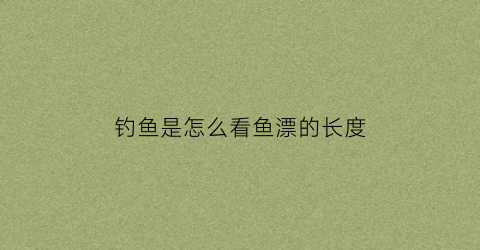 钓鱼是怎么看鱼漂的长度(钓鱼的时候怎么看漂子)