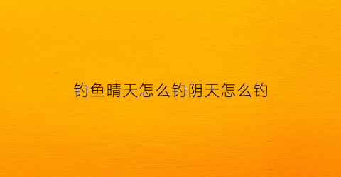 “钓鱼晴天怎么钓阴天怎么钓(野钓晴天好还是阴天好)