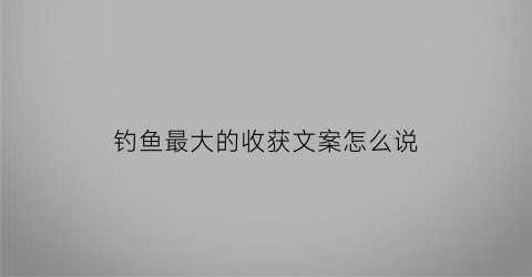 钓鱼最大的收获文案怎么说