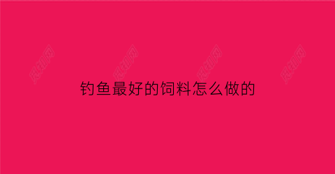 钓鱼最好的饲料怎么做的
