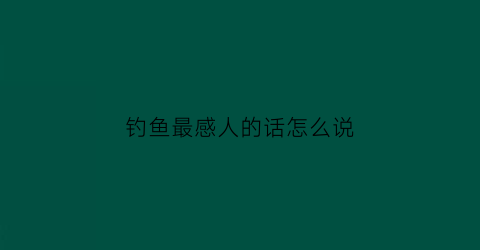 “钓鱼最感人的话怎么说(钓鱼最感人的话怎么说好听)