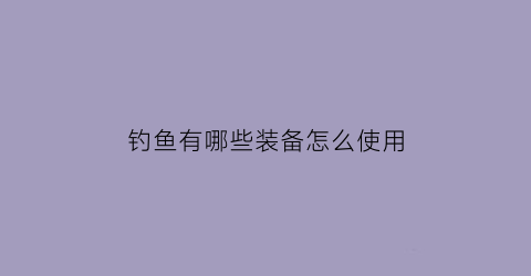 钓鱼有哪些装备怎么使用(钓鱼装备的作用)