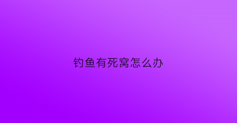 钓鱼有死窝怎么办(钓鱼死窝子的原因)
