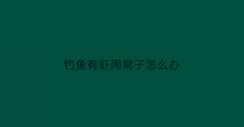 钓鱼有虾闹窝子怎么办(钓鱼有虾闹窝子怎么办呢)