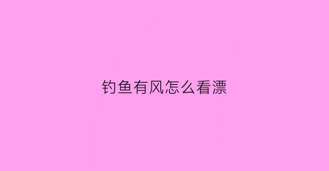 钓鱼有风怎么看漂(有风怎么钓浮怎么调漂)