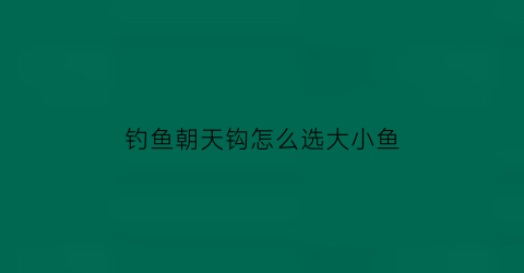 “钓鱼朝天钩怎么选大小鱼(朝天钩如何钓浮)