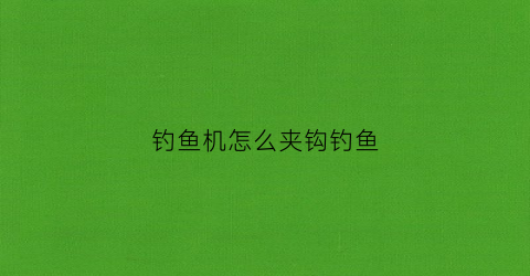 钓鱼机怎么夹钩钓鱼(钓鱼机的原理)