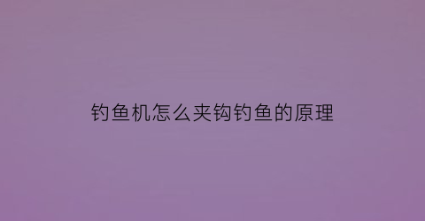 钓鱼机怎么夹钩钓鱼的原理(1122钓鱼机的做法)