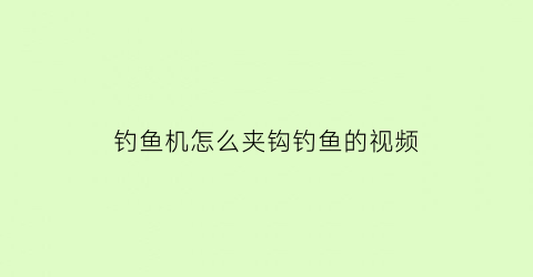 钓鱼机怎么夹钩钓鱼的视频(1122钓鱼机的做法)