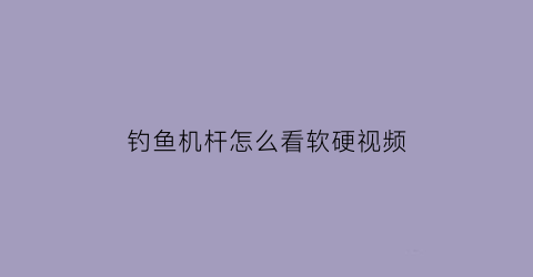 “钓鱼机杆怎么看软硬视频(钓鱼机杆怎么看软硬视频教程)