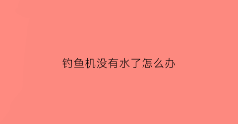 钓鱼机没有水了怎么办(自动钓鱼机钓不上来鱼)