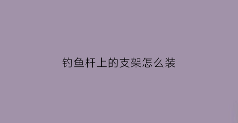 钓鱼杆上的支架怎么装(钓鱼杆上的支架怎么装的)