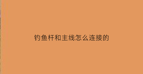 “钓鱼杆和主线怎么连接的(鱼竿和主线的绑法图解)