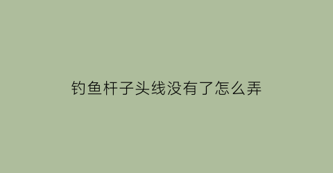 “钓鱼杆子头线没有了怎么弄(钓鱼杆子头线没有了怎么弄好)