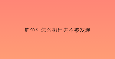 钓鱼杆怎么扔出去不被发现(钓鱼竿怎么搞)