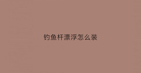 钓鱼杆漂浮怎么装(钓鱼杆漂浮怎么装上去)
