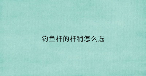 钓鱼杆的杆稍怎么选(钓鱼杆杆稍怎么打结)