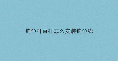 钓鱼杆直杆怎么安装钓鱼线(直杆怎么绑鱼线鱼钩视频)