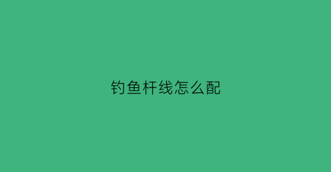 钓鱼杆线怎么配