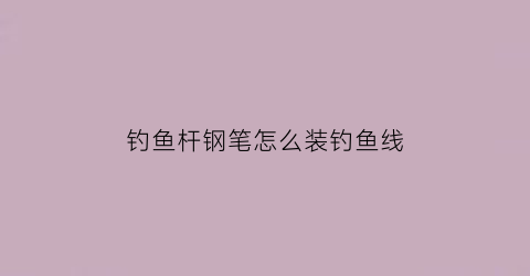 “钓鱼杆钢笔怎么装钓鱼线(钢笔钓鱼竿怎么安装视频)