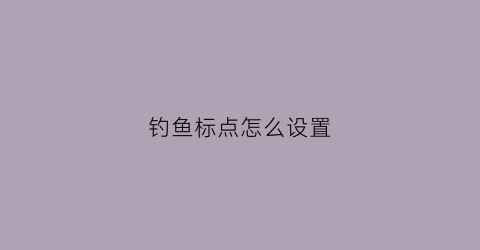 钓鱼标点怎么设置(野钓标点)