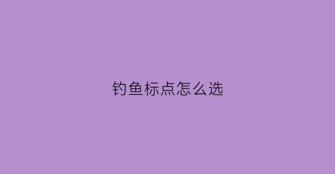 钓鱼标点怎么选(钓鱼标是什么意思)