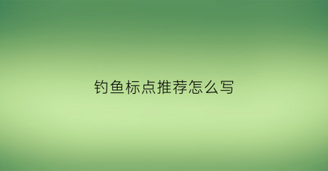 钓鱼标点推荐怎么写(钓鱼标点推荐怎么写的)