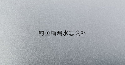 钓鱼桶漏水怎么补(钓鱼桶漏水怎么补好)