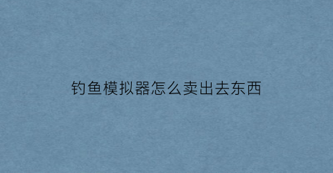 钓鱼模拟器怎么卖出去东西(钓鱼模拟器怎么钓)